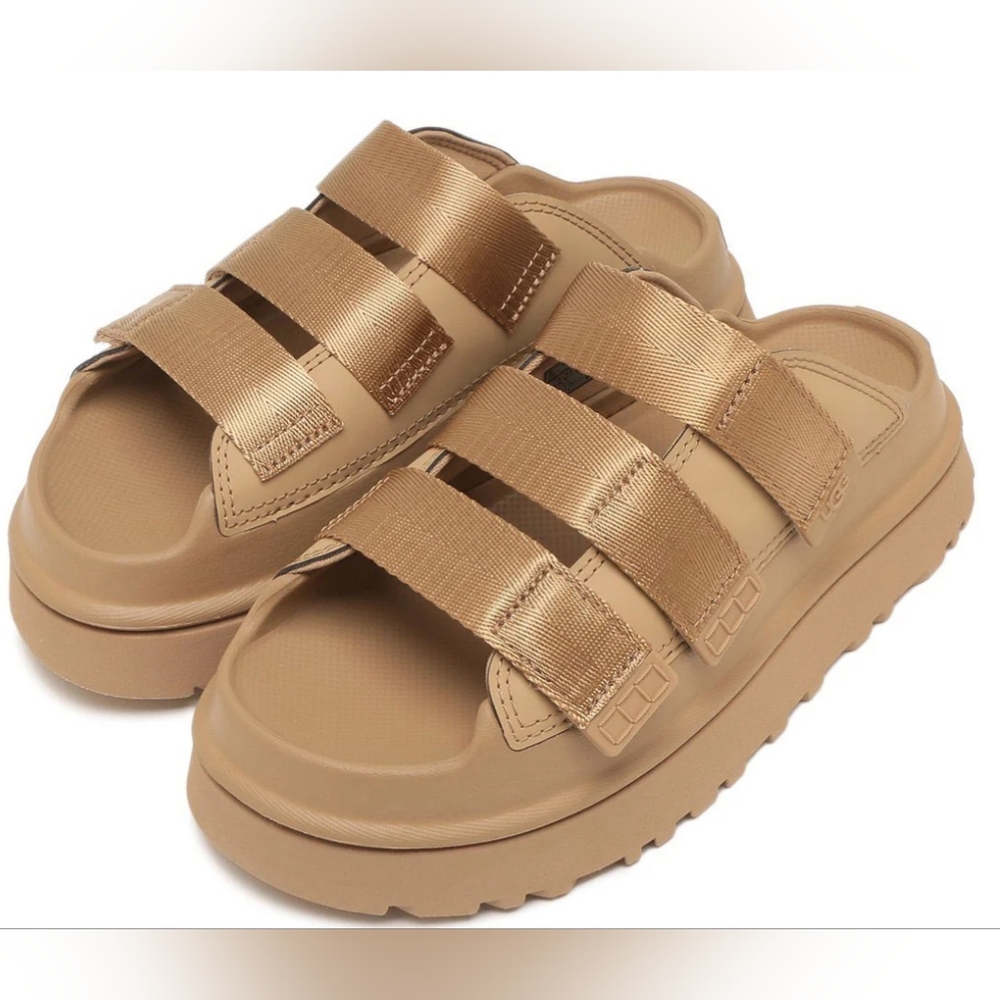 UGG Golden Glow Platform Tan Slide Slippers Wmn's Size 12 Like New